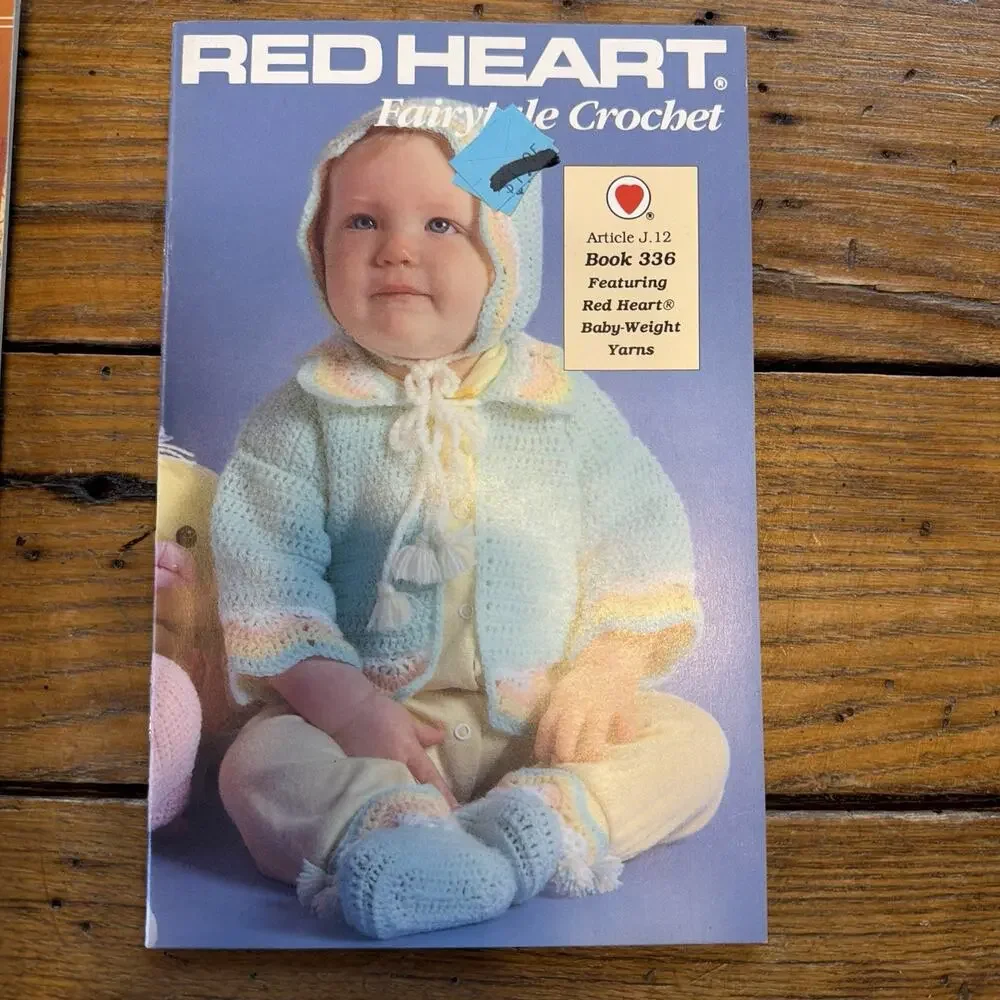 Vintage Knitting Crochet Pattern Lot Bernat Red Heart Afghan Baby Sweater 80s 90